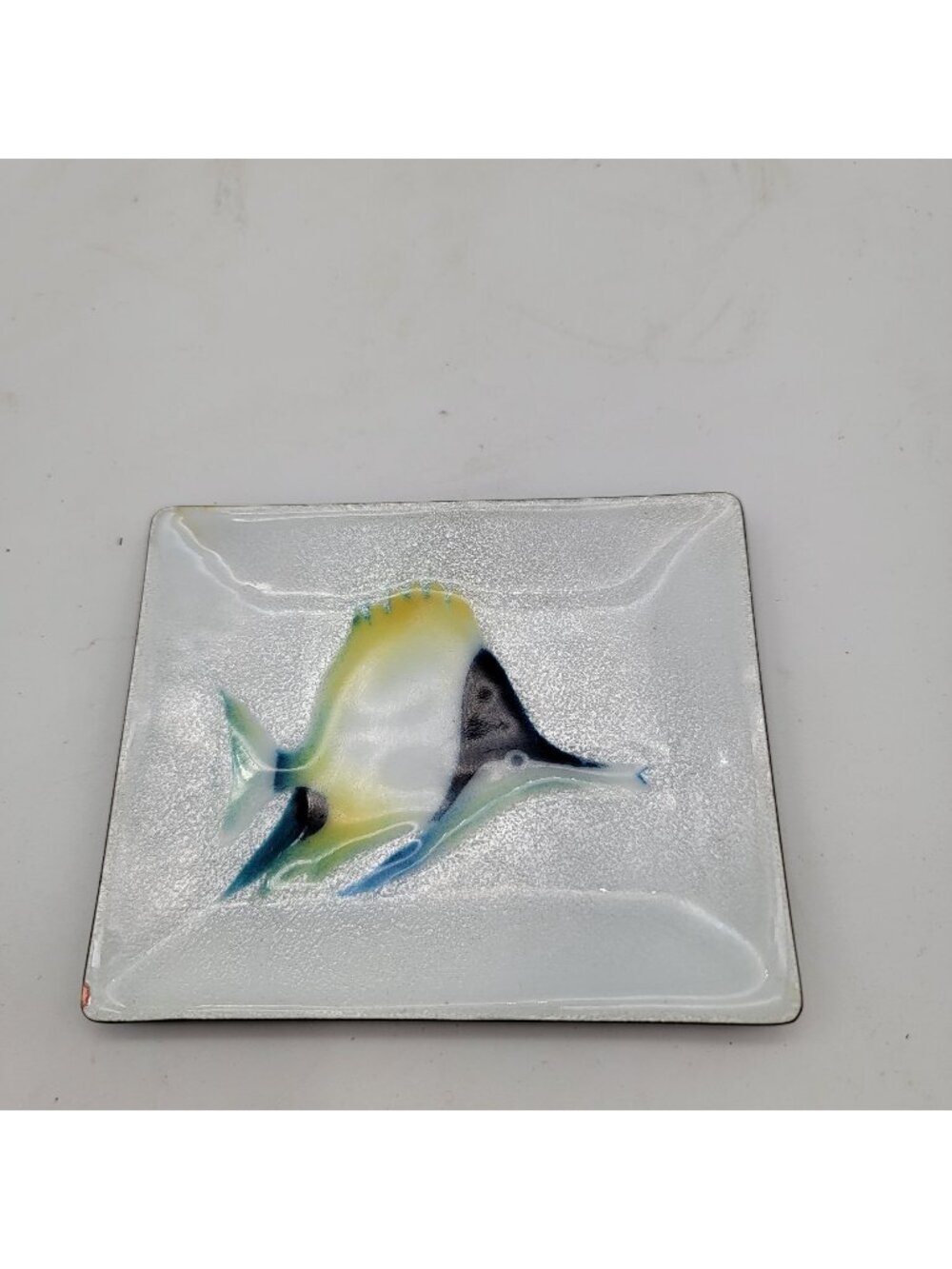 Vintage Japanese Tutanka Hinode Cloisonne Enamel Tray with Fish